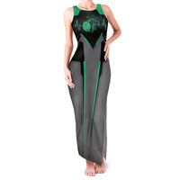 Personalized Bowling Heartbeat Team Family Matching Tank Maxi Dress and Hawaiian Shirt For Bowlers Green and Gray - Wonder Print Shop