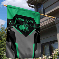 Personalized Bowling Heartbeat Team Garden Flag For Bowlers Green and Gray - Wonder Print Shop