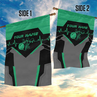 Personalized Bowling Heartbeat Team Garden Flag For Bowlers Green and Gray - Wonder Print Shop