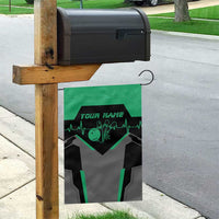 Personalized Bowling Heartbeat Team Garden Flag For Bowlers Green and Gray - Wonder Print Shop