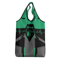 Personalized Bowling Heartbeat Team Grocery Bag For Bowlers Green and Gray - Wonder Print Shop