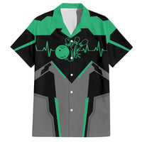 Personalized Bowling Heartbeat Team Hawaiian Shirt For Bowlers Green and Gray - Wonder Print Shop