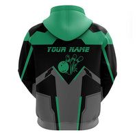 Personalized Bowling Heartbeat Team Hoodie For Bowlers Green and Gray - Wonder Print Shop