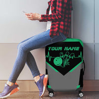 Personalized Bowling Heartbeat Team Luggage Cover For Bowlers Green and Gray - Wonder Print Shop