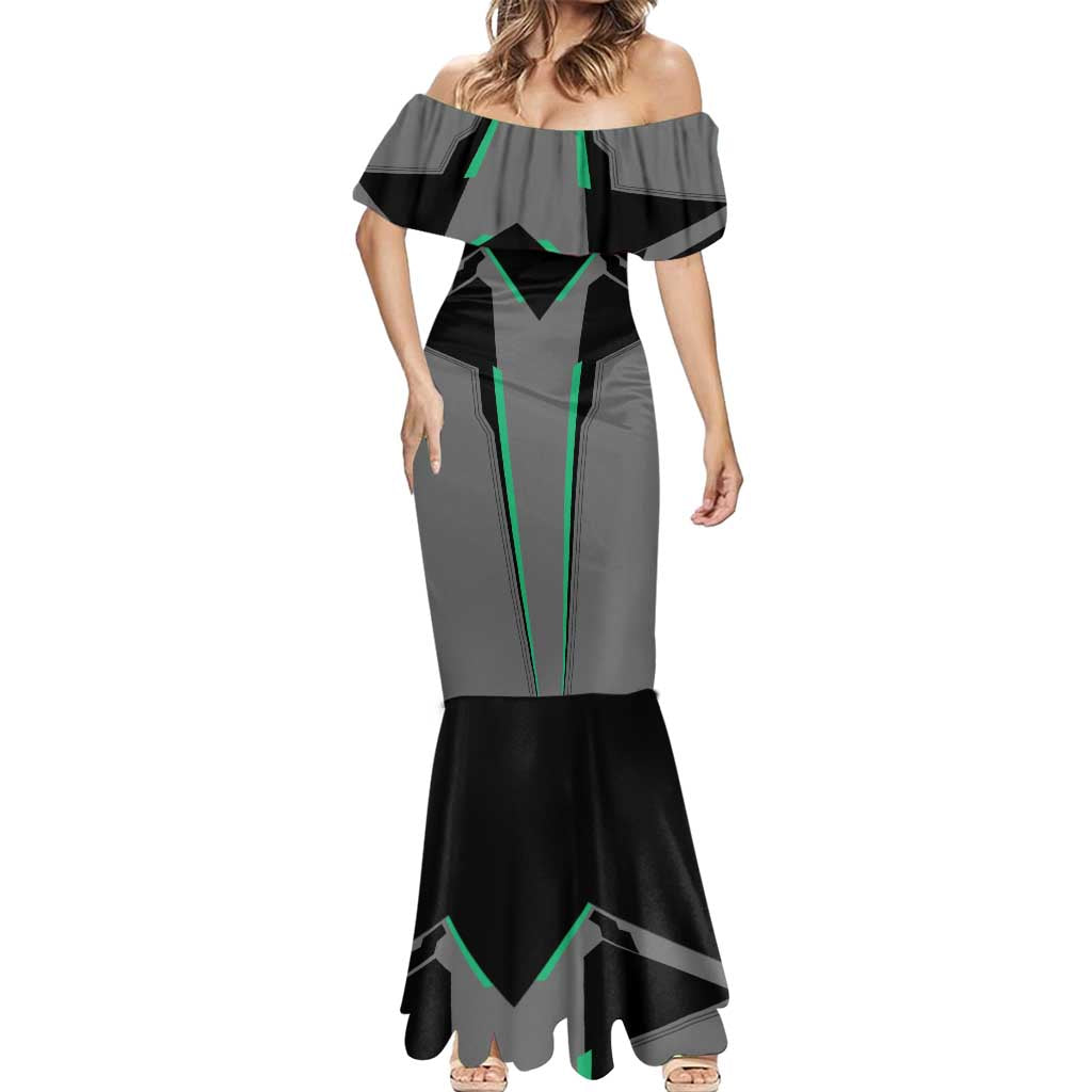 Personalized Bowling Heartbeat Team Mermaid Dress For Bowlers Green and Gray - Wonder Print Shop