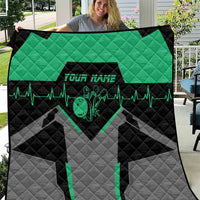 Personalized Bowling Heartbeat Team Quilt For Bowlers Green and Gray - Wonder Print Shop