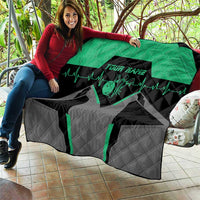 Personalized Bowling Heartbeat Team Quilt For Bowlers Green and Gray - Wonder Print Shop