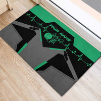 Personalized Bowling Heartbeat Team Rubber Doormat For Bowlers Green and Gray - Wonder Print Shop