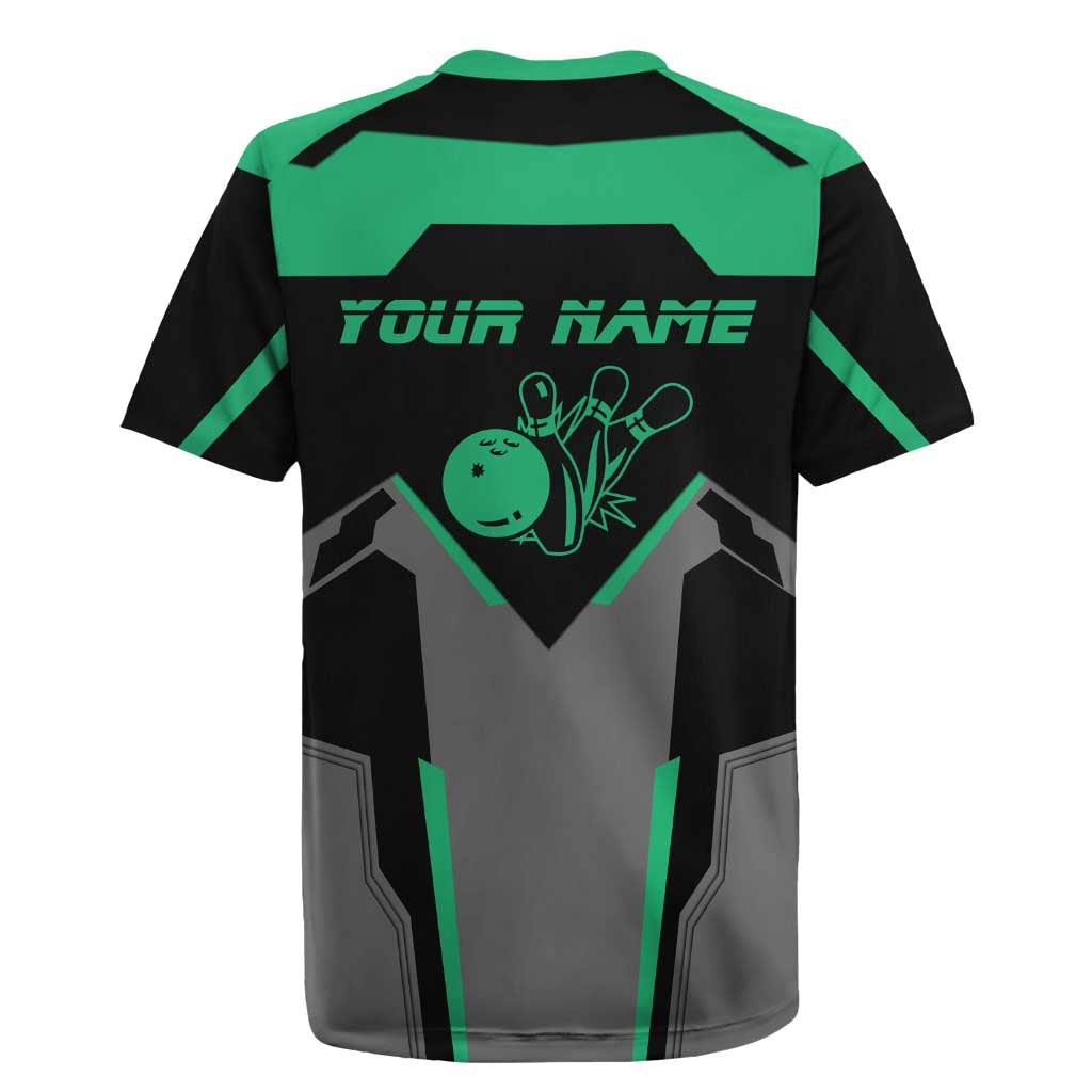 Personalized Bowling Heartbeat Team Rugby Jersey For Bowlers Green and Gray - Wonder Print Shop