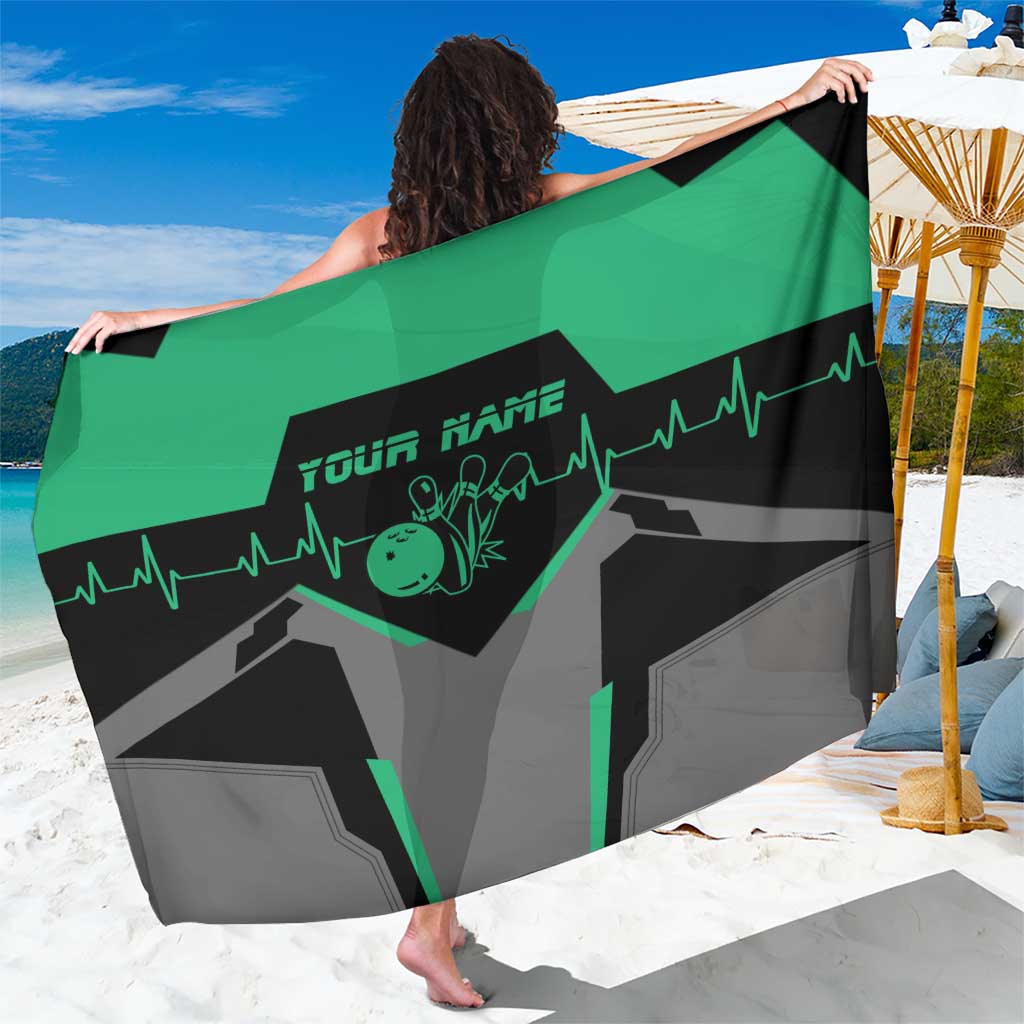 Personalized Bowling Heartbeat Team Sarong For Bowlers Green and Gray - Wonder Print Shop
