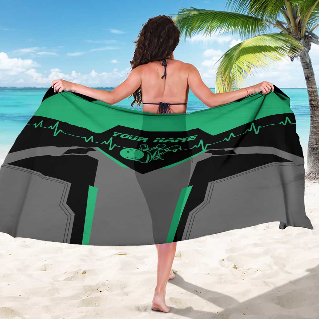 Personalized Bowling Heartbeat Team Sarong For Bowlers Green and Gray - Wonder Print Shop