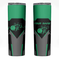 Personalized Bowling Heartbeat Team Skinny Tumbler For Bowlers Green and Gray - Wonder Print Shop