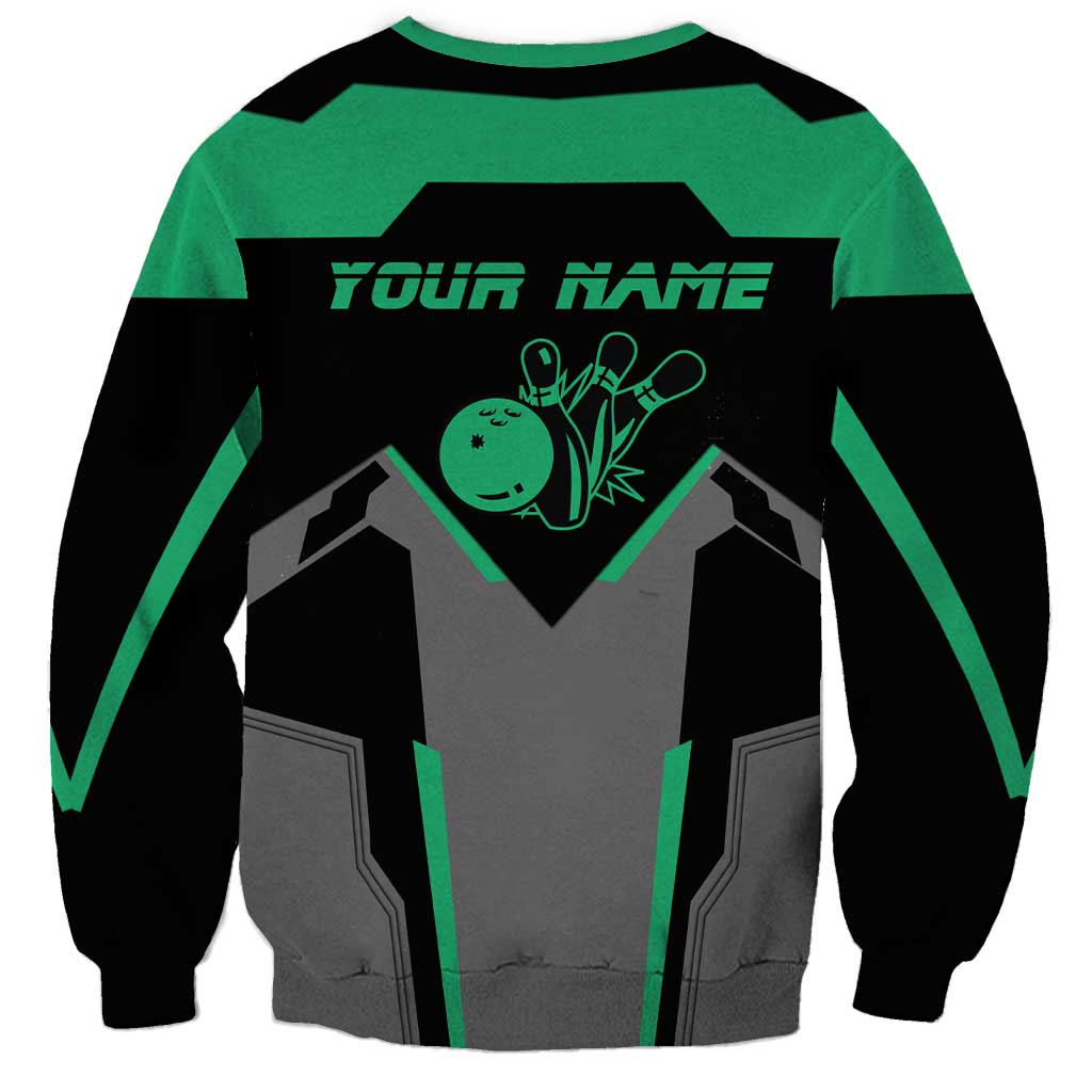Personalized Bowling Heartbeat Team Sweatshirt For Bowlers Green and Gray - Wonder Print Shop