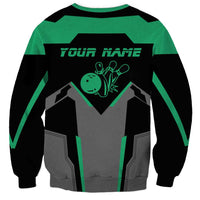 Personalized Bowling Heartbeat Team Sweatshirt For Bowlers Green and Gray - Wonder Print Shop