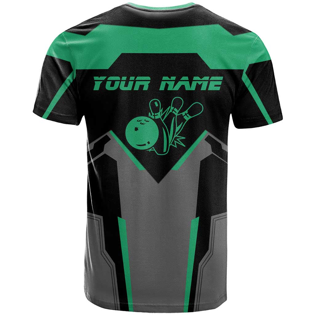 Personalized Bowling Heartbeat Team T Shirt For Bowlers Green and Gray - Wonder Print Shop