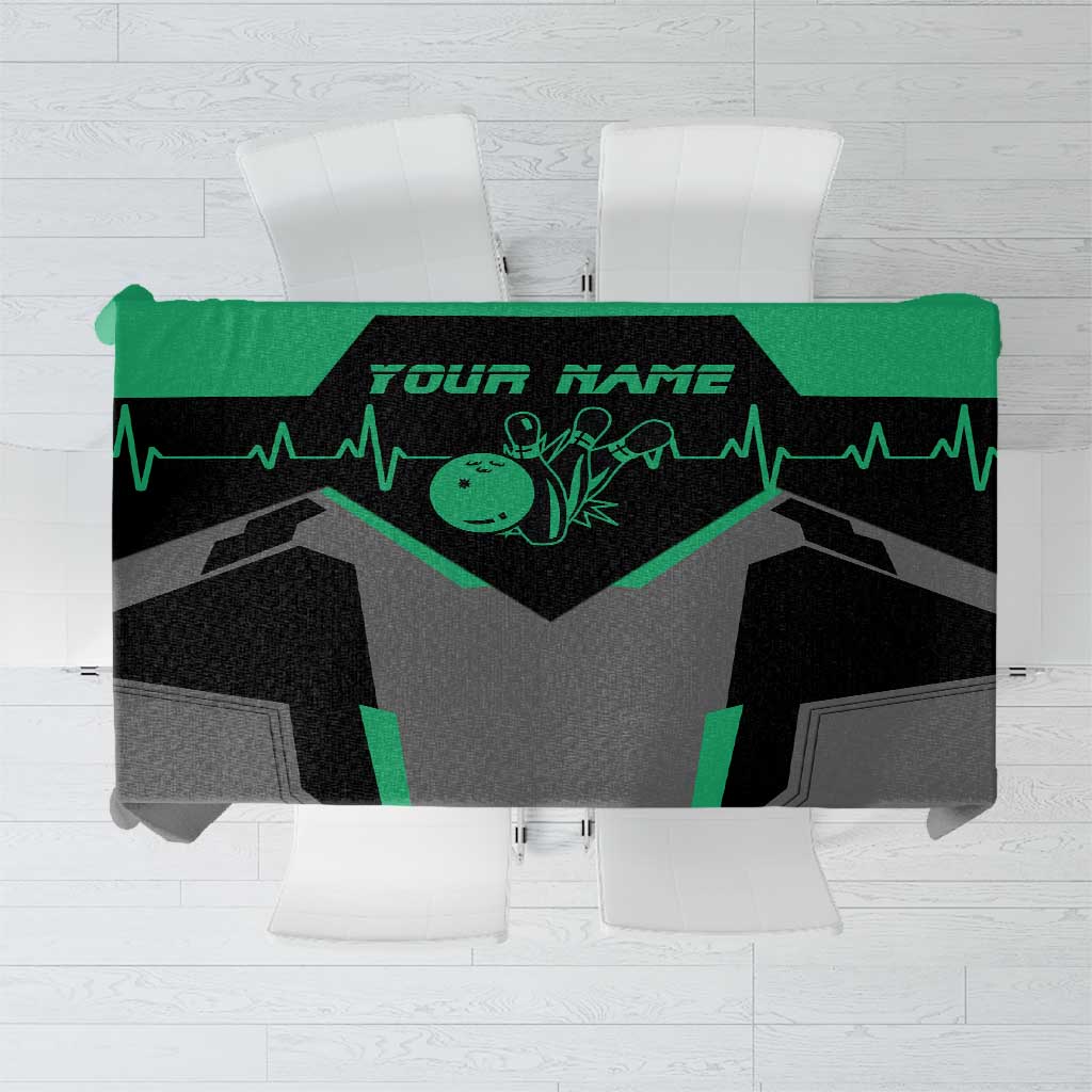 Personalized Bowling Heartbeat Team Tablecloth For Bowlers Green and Gray - Wonder Print Shop