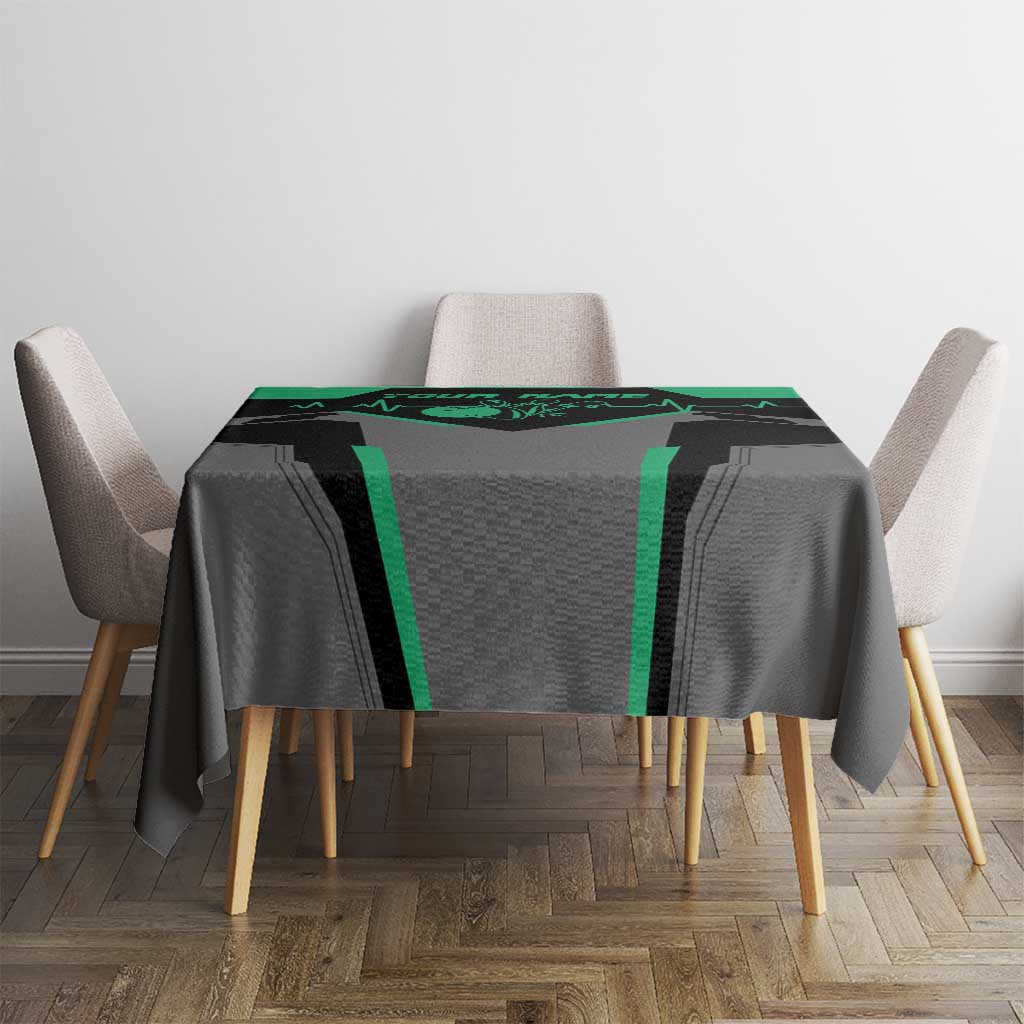 Personalized Bowling Heartbeat Team Tablecloth For Bowlers Green and Gray - Wonder Print Shop