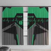 Personalized Bowling Heartbeat Team Window Curtain For Bowlers Green and Gray - Wonder Print Shop