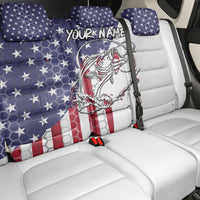 American Flag Bass Fishing Back Car Seat Cover Fishing Rod and Patriotic Red White and Blue Theme - Wonder Print Shop