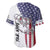 American Flag Bass Fishing Baseball Jersey Fishing Rod and Patriotic Red White and Blue Theme - Wonder Print Shop