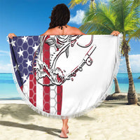 American Flag Bass Fishing Beach Blanket Fishing Rod and Patriotic Red White and Blue Theme - Wonder Print Shop