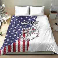 American Flag Bass Fishing Bedding Set Fishing Rod and Patriotic Red White and Blue Theme - Wonder Print Shop
