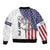 American Flag Bass Fishing Bomber Jacket Fishing Rod and Patriotic Red White and Blue Theme - Wonder Print Shop