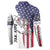 American Flag Bass Fishing Button Sweatshirt Fishing Rod and Patriotic Red White and Blue Theme - Wonder Print Shop