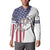 American Flag Bass Fishing Button Sweatshirt Fishing Rod and Patriotic Red White and Blue Theme - Wonder Print Shop