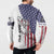 American Flag Bass Fishing Button Sweatshirt Fishing Rod and Patriotic Red White and Blue Theme - Wonder Print Shop