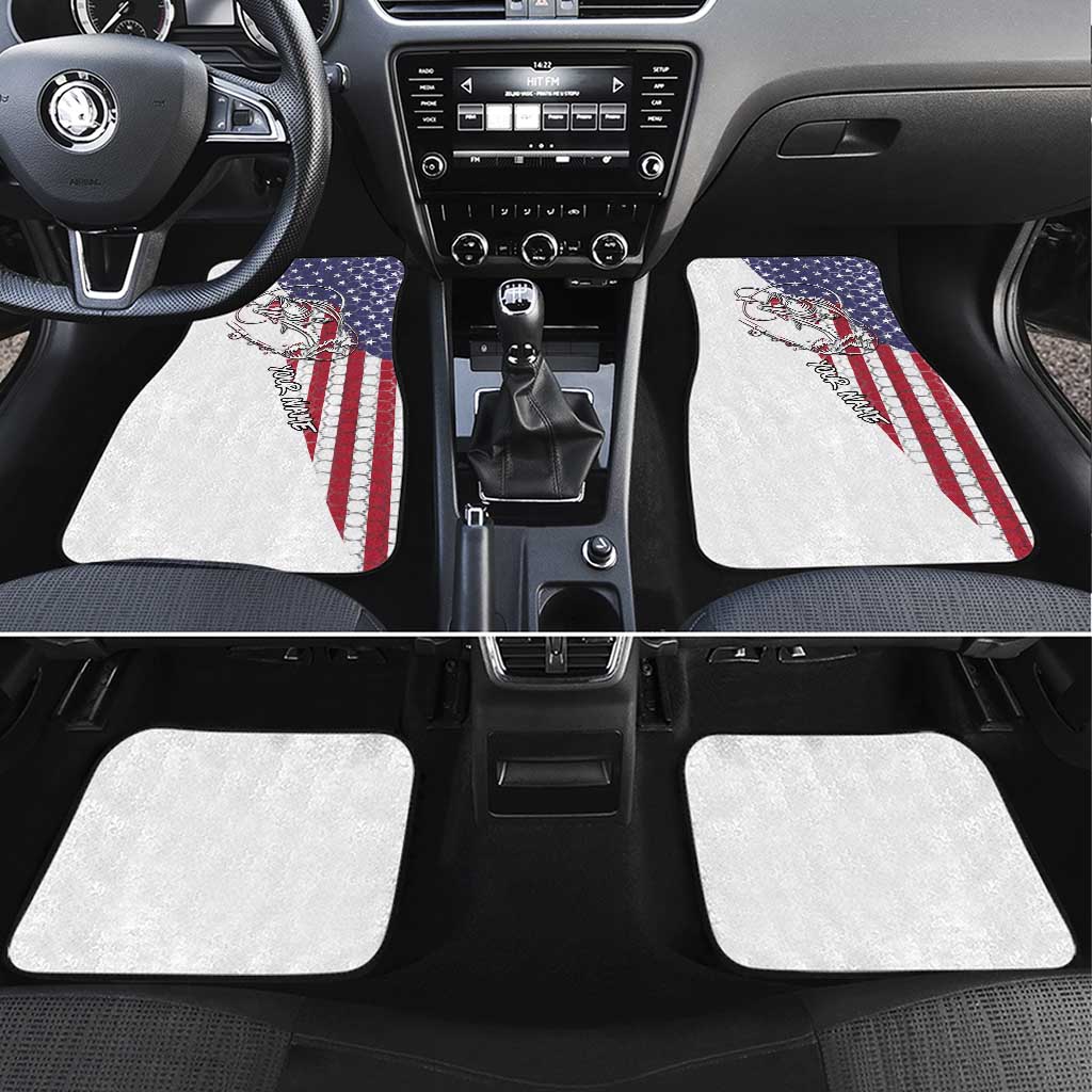 American Flag Bass Fishing Car Mats Fishing Rod and Patriotic Red White and Blue Theme - Wonder Print Shop
