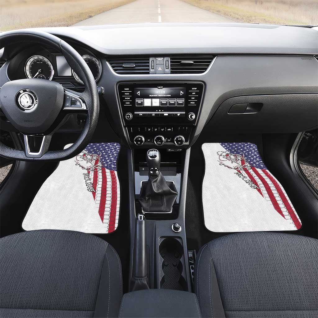 American Flag Bass Fishing Car Mats Fishing Rod and Patriotic Red White and Blue Theme - Wonder Print Shop
