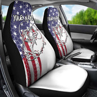 American Flag Bass Fishing Car Seat Cover Fishing Rod and Patriotic Red White and Blue Theme - Wonder Print Shop