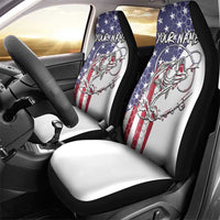 American Flag Bass Fishing Car Seat Cover Fishing Rod and Patriotic Red White and Blue Theme - Wonder Print Shop