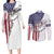 American Flag Bass Fishing Couples Matching Long Sleeve Bodycon Dress and Long Sleeve Button Shirt Fishing Rod and Patriotic Red White and Blue Theme - Wonder Print Shop