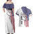 American Flag Bass Fishing Couples Matching Off Shoulder Maxi Dress and Hawaiian Shirt Fishing Rod and Patriotic Red White and Blue Theme - Wonder Print Shop