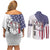 American Flag Bass Fishing Couples Matching Off Shoulder Short Dress and Long Sleeve Button Shirt Fishing Rod and Patriotic Red White and Blue Theme - Wonder Print Shop