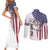 American Flag Bass Fishing Couples Matching Short Sleeve Bodycon Dress and Long Sleeve Button Shirt Fishing Rod and Patriotic Red White and Blue Theme - Wonder Print Shop
