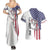 American Flag Bass Fishing Couples Matching Summer Maxi Dress and Hawaiian Shirt Fishing Rod and Patriotic Red White and Blue Theme - Wonder Print Shop