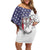 American Flag Bass Fishing Family Matching Off Shoulder Short Dress and Hawaiian Shirt Fishing Rod and Patriotic Red White and Blue Theme - Wonder Print Shop