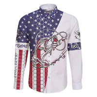 American Flag Bass Fishing Family Matching Puletasi and Hawaiian Shirt Fishing Rod and Patriotic Red White and Blue Theme - Wonder Print Shop