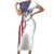 American Flag Bass Fishing Family Matching Short Sleeve Bodycon Dress and Hawaiian Shirt Fishing Rod and Patriotic Red White and Blue Theme - Wonder Print Shop
