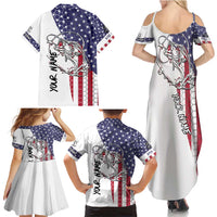 American Flag Bass Fishing Family Matching Summer Maxi Dress and Hawaiian Shirt Fishing Rod and Patriotic Red White and Blue Theme - Wonder Print Shop