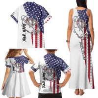 American Flag Bass Fishing Family Matching Tank Maxi Dress and Hawaiian Shirt Fishing Rod and Patriotic Red White and Blue Theme - Wonder Print Shop