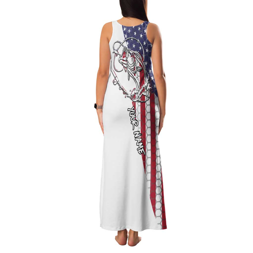 American Flag Bass Fishing Family Matching Tank Maxi Dress and Hawaiian Shirt Fishing Rod and Patriotic Red White and Blue Theme - Wonder Print Shop