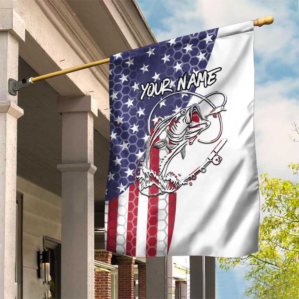 American Flag Bass Fishing Garden Flag Fishing Rod and Patriotic Red White and Blue Theme - Wonder Print Shop