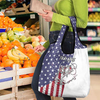 American Flag Bass Fishing Grocery Bag Fishing Rod and Patriotic Red White and Blue Theme - Wonder Print Shop