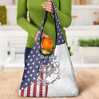 American Flag Bass Fishing Grocery Bag Fishing Rod and Patriotic Red White and Blue Theme - Wonder Print Shop