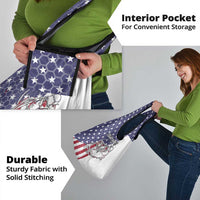 American Flag Bass Fishing Grocery Bag Fishing Rod and Patriotic Red White and Blue Theme - Wonder Print Shop