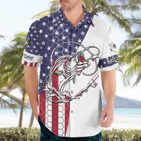American Flag Bass Fishing Hawaiian Shirt Fishing Rod and Patriotic Red White and Blue Theme - Wonder Print Shop